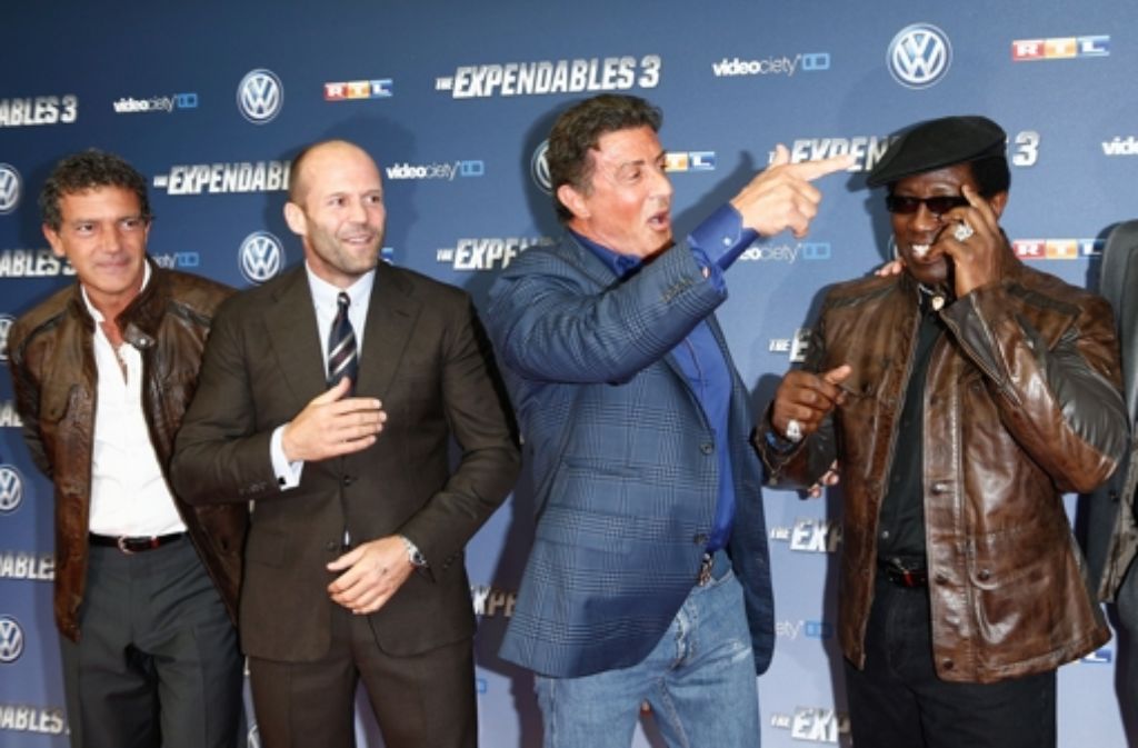 Antonio Banderas, Jason Statham, Sylvester Stallone und Wesley Snipes (von links)