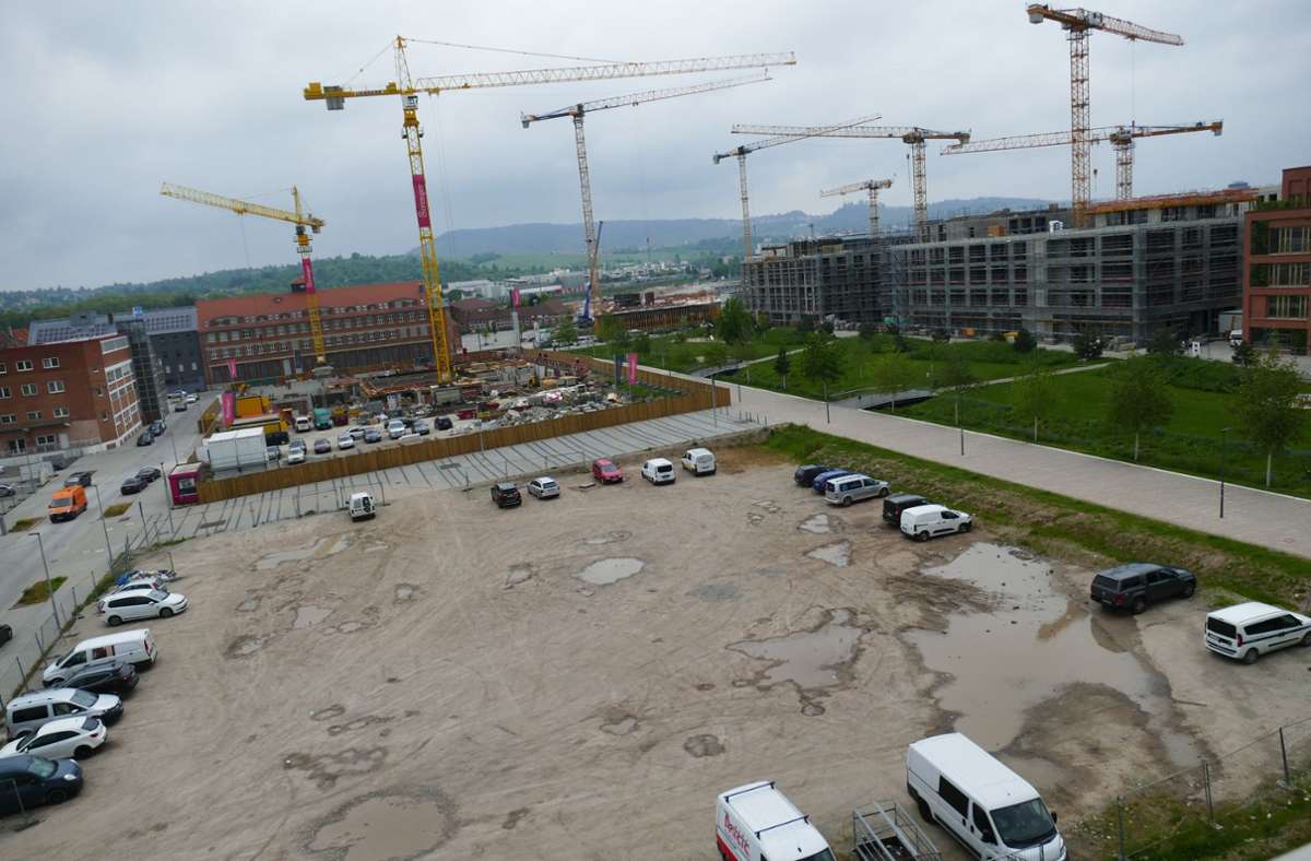 Das Baufeld Q 6 im Vordergrund ist für die Baugenossenschaften Bad Cannstatt, Münster und Luginsland reserviert.