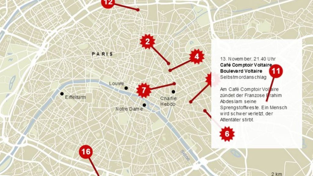Interaktive Grafik zum Terror: Wie die Anschläge in Paris abliefen