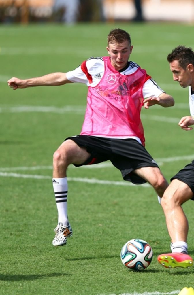 Miroslav Klose (rechts) mit Christoph Kramer