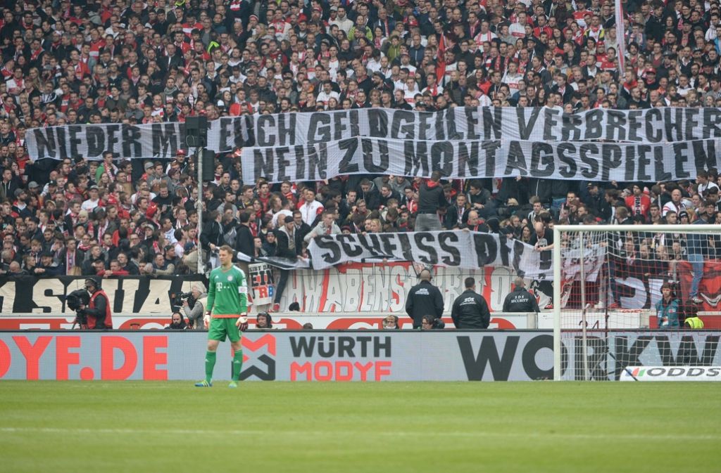 Transparent der Stuttgarter Fans gegen Montagsspiele