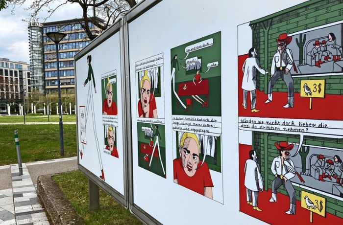 Comic-Anna führt durch die Stuttgarter Innenstadt
