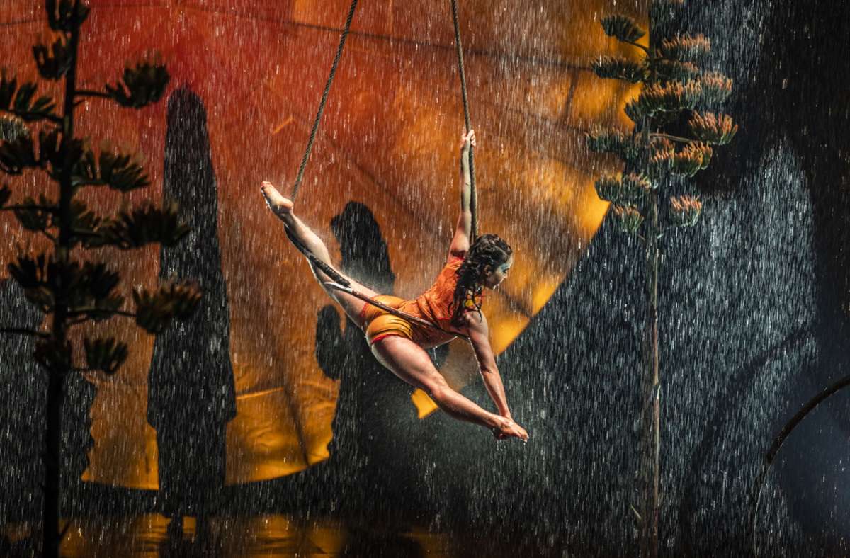 Akrobatik zu Lande, zu Wasser und in der Luft: Szene aus der Cirque-du-Soleil-Show „Luzia“