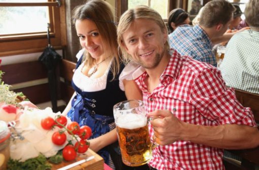 Nadiya Tymoshchuk und ihr Ehemann Anatoliy (Bayern München) auf dem Oktoberfest.