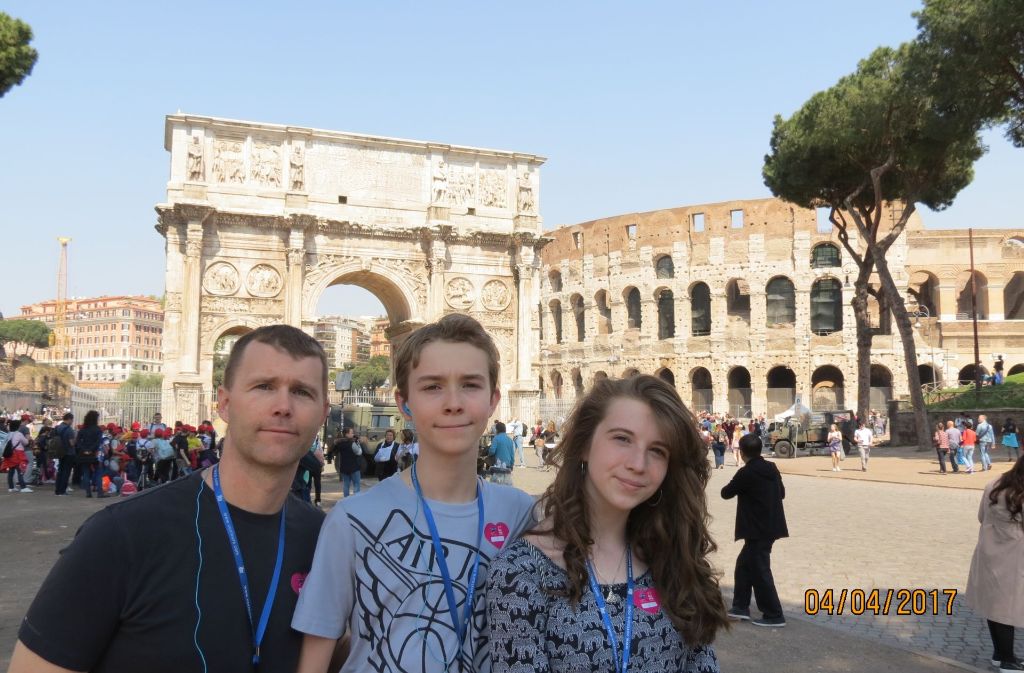 Bob Ryan mit Sohn Tristin und Tochter Emily in Rom