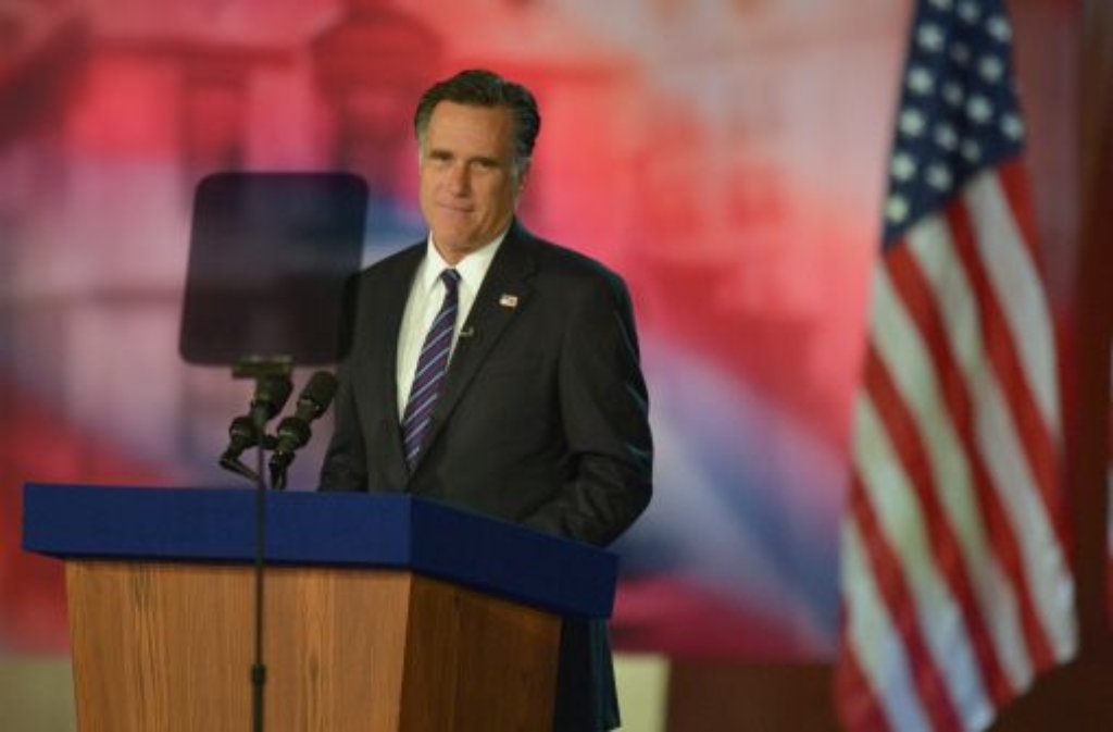Der republikanische Herausforderer Mitt Romney musste seine Niederlage eingestehen. Er kam zusammen mit seiner Frau Ann, seiner Familie und der Familie seines "Running Mate" Paul Ryan auf die Bühne.