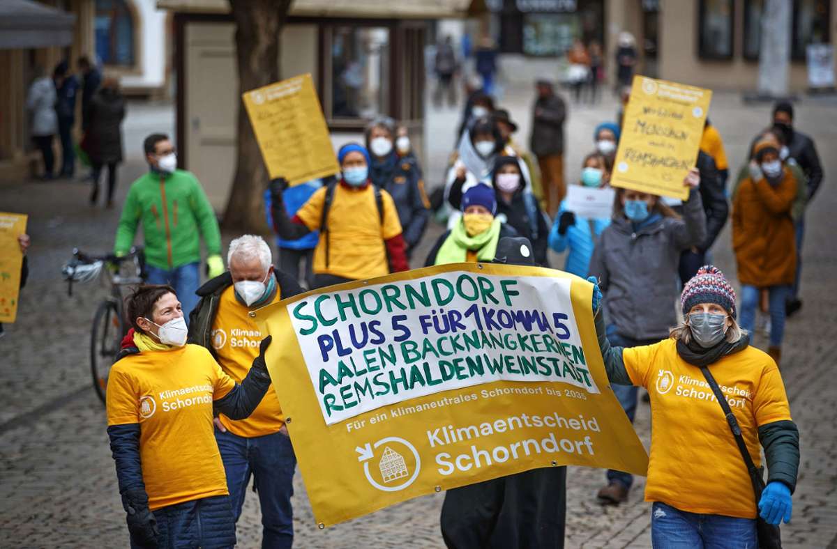 Aktivisten bei einem  Klima-Streik im März in Schorndorf. Foto: Gottfried Stoppel