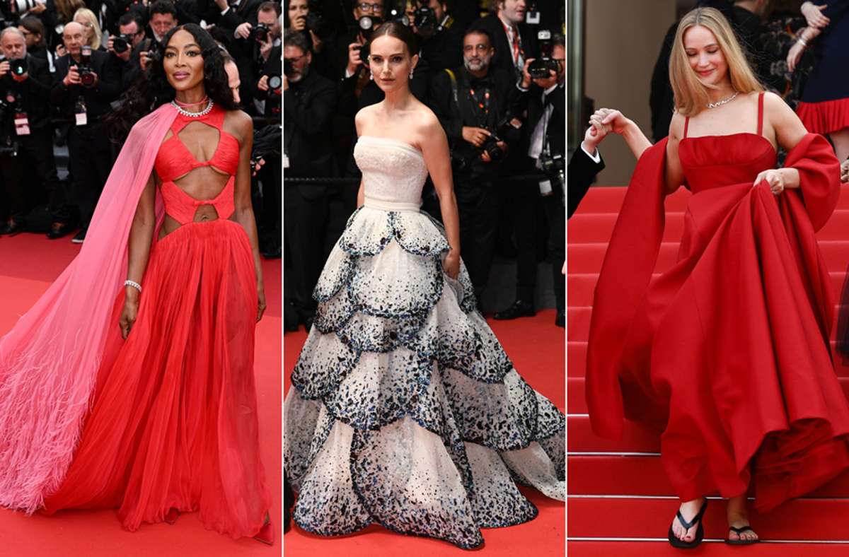 In Cannes wird geklotzt, nicht gekleckert: Naomi Campbell, Natalie Portman und Jennifer Lawrence (von links).