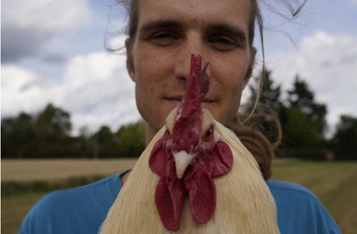 Lukas Dreyer hält seine Hühner in einem mobilen Stall mit viel Auslauf. Foto: Agentur Yool (z)