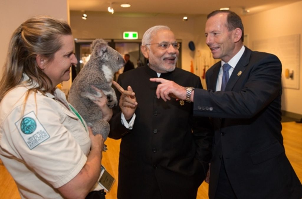 Australiens Premier Tony Abbott (rechts) und Indiens Premier Narendra Modi