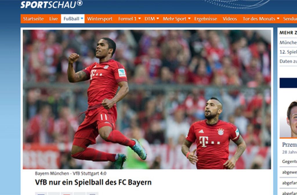 Die Sportschau sieht den VfB lediglich als Spielball der Bayern.