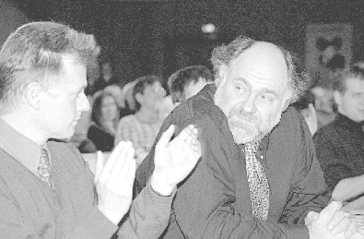 1990 trat Rezzo Schlauch (rechts mit Fritz Kuhn) gegen Rommel an.