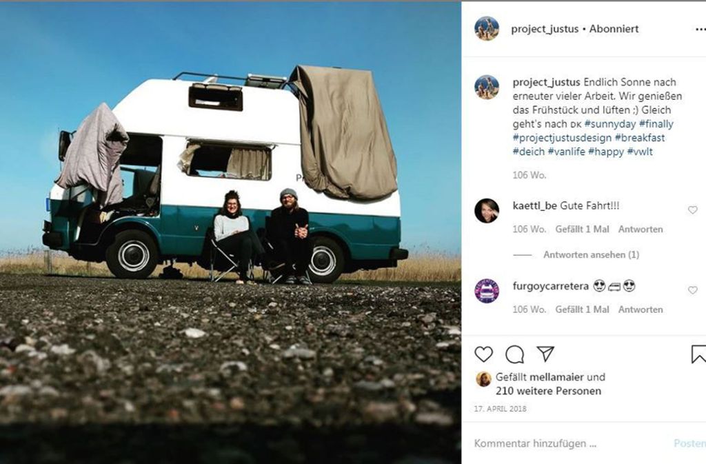 Unter den Hashtags #vanlife, #vanlifeeurope oder #selfbuildcampervan finden sich auf Instagram zahllose Bilder von schönen Stellplätzen, vom Ausbau der Vans und von Reiseeindrücken.