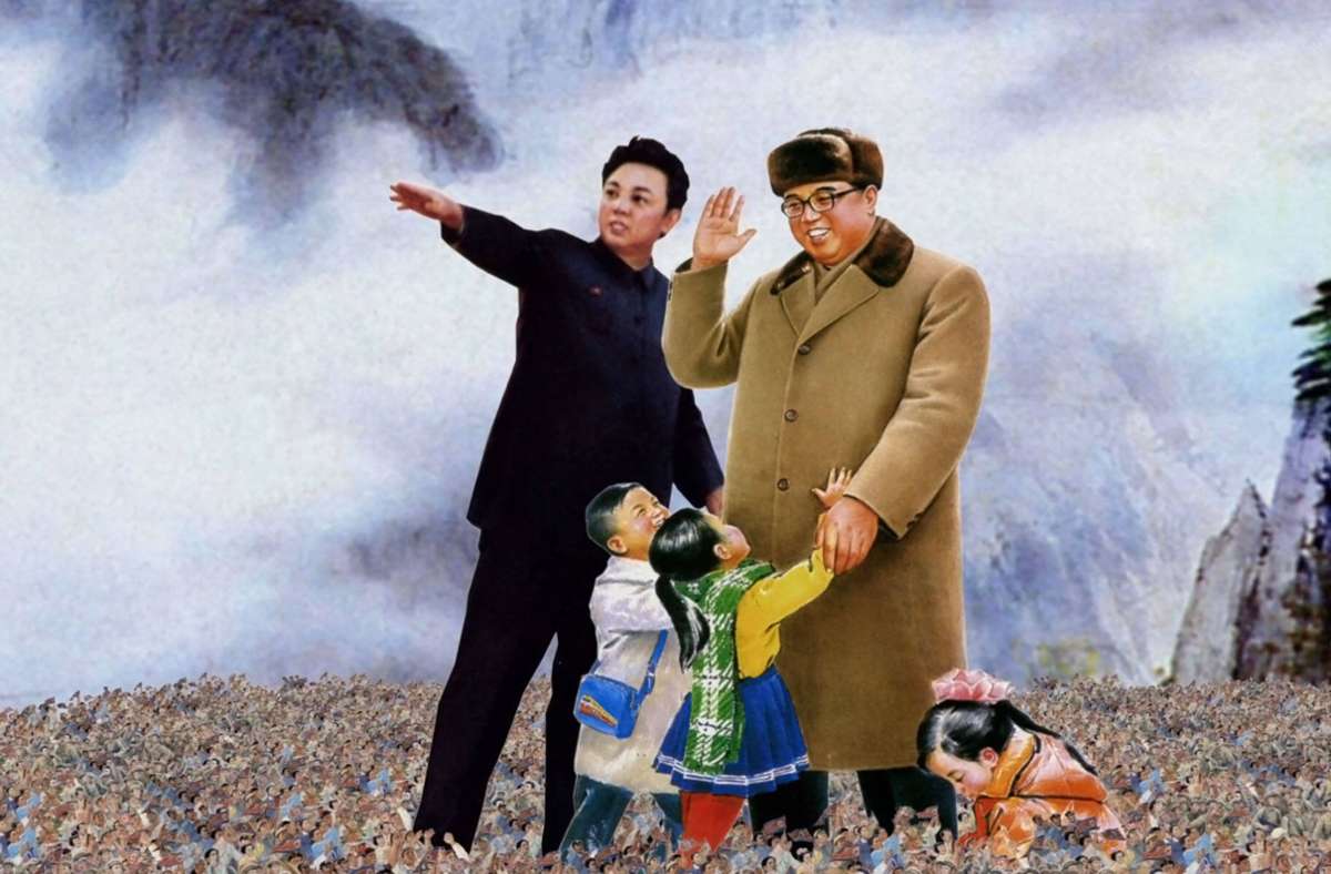 Propaganda aus Nordkorea: Der lächelnde Diktator, sein Sohn und drei strahlende Kinder
