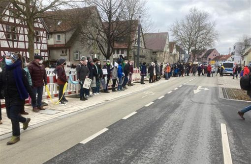 Eine lange Menschenkette zog sich am Sonntag durch Herrenberg. Foto: Eddie Langner/Eddie Langner