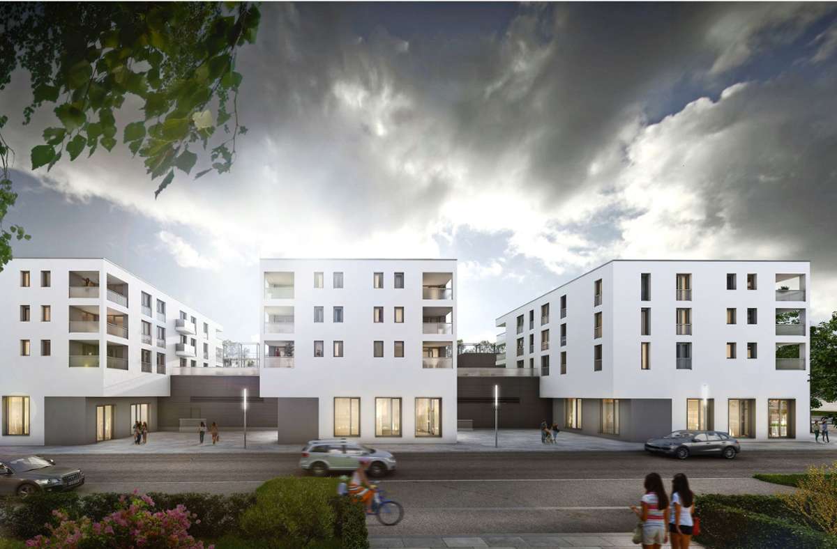 Über der Lidl-Filiale entstehen entlang der Weilimdorfer Straße in drei Baukörpern 33 Wohnungen. Mehr Bilder finden Sie in der Bildergalerie. Klicken Sie sich durch.