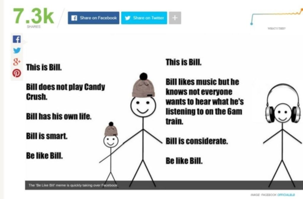 Die Sucht nach Onlinespielen und Menschen, die in der Straßenbahn oder im Bus zu laut Musik hören, sind ebenfalls Themen der Bill-Memes.