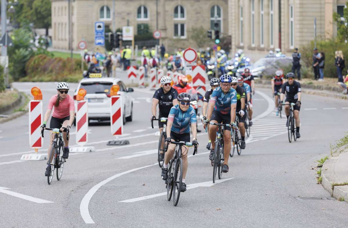 Die Profis der Deutschland-Tour kamen in Stuttgart ins Ziel – und die ambitionierten Amateure radelten von hier aus auf verschieden lange Jedermann-Tour-Strecken los.