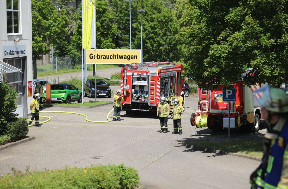 In Nürtingen gab es einem Brand in einem Autohaus.
