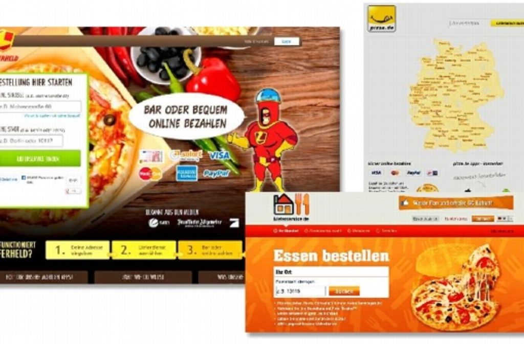 Große Spieler auf dem hart umkämpften Onlinemarkt für Essensbestellungen in Deutschland: Lieferheld, Lieferservice und Pizza.de Foto:  
