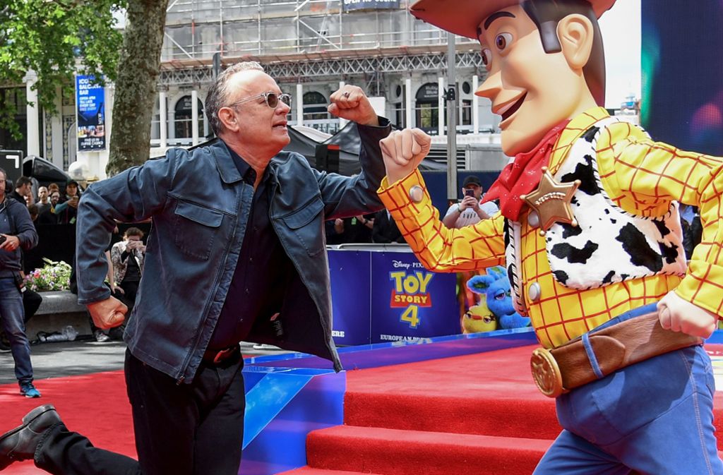 Tom Hanks und Woody der Cowboy bei der Europa-Premiere von „Toy Story 4“ Foto: Getty Images