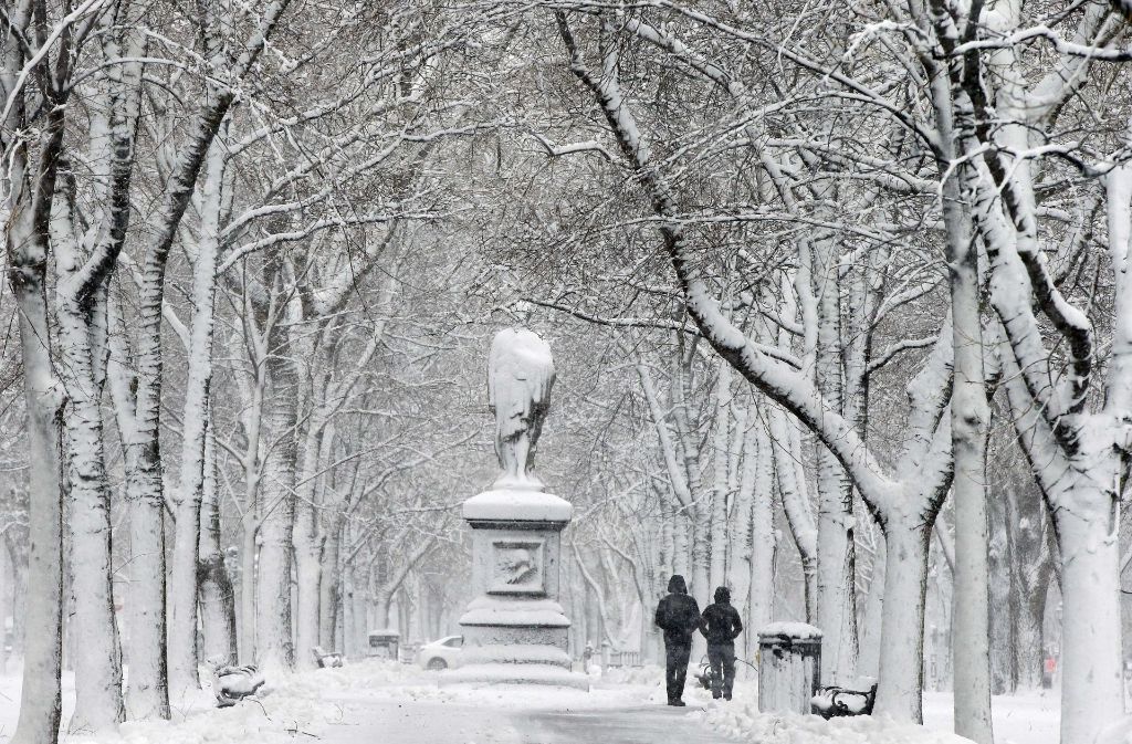 Der Schneesturm sorgt für wunderschönes Panomara in Boston.