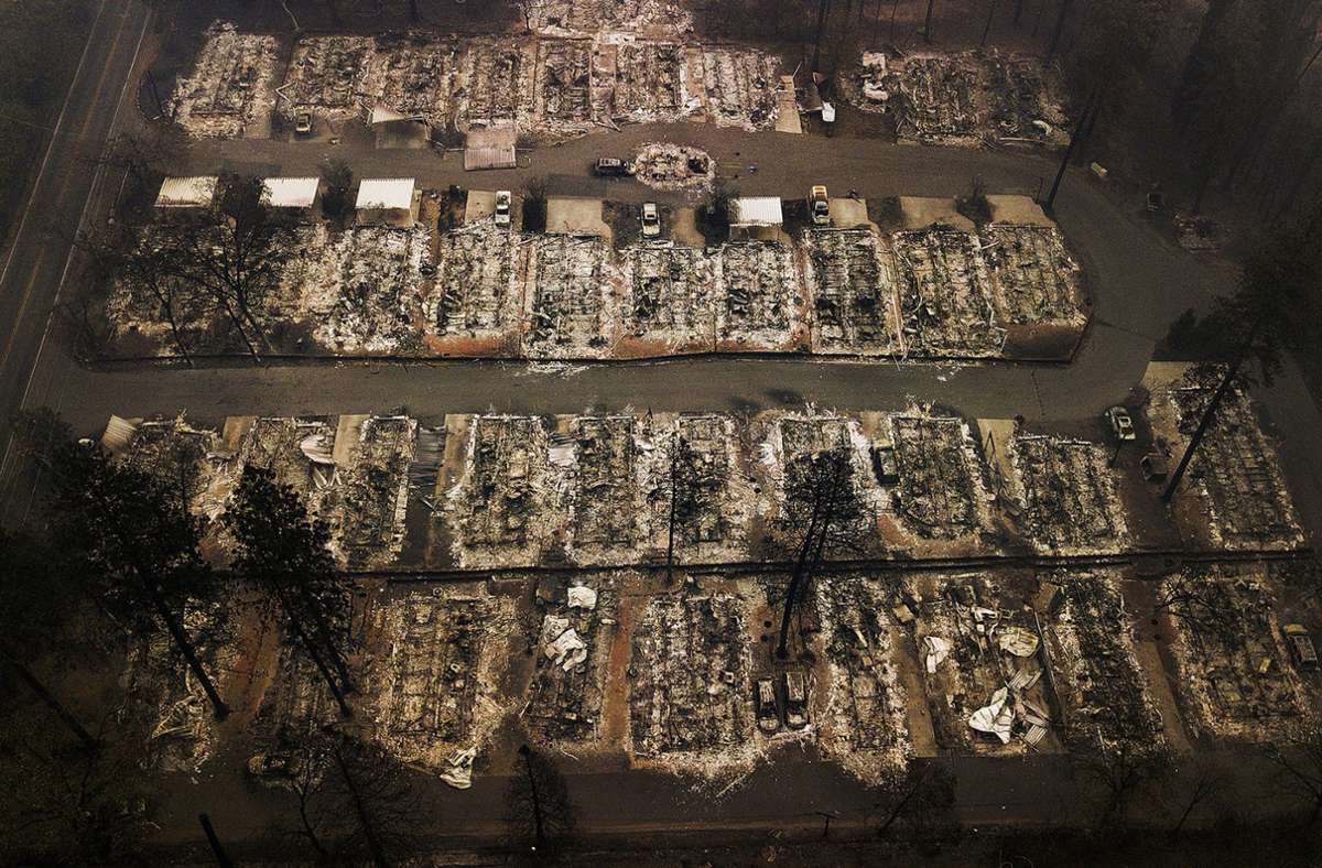 Eine Luftaufnahme zeigt das Ausmaß der Zerstörung in Paradise.