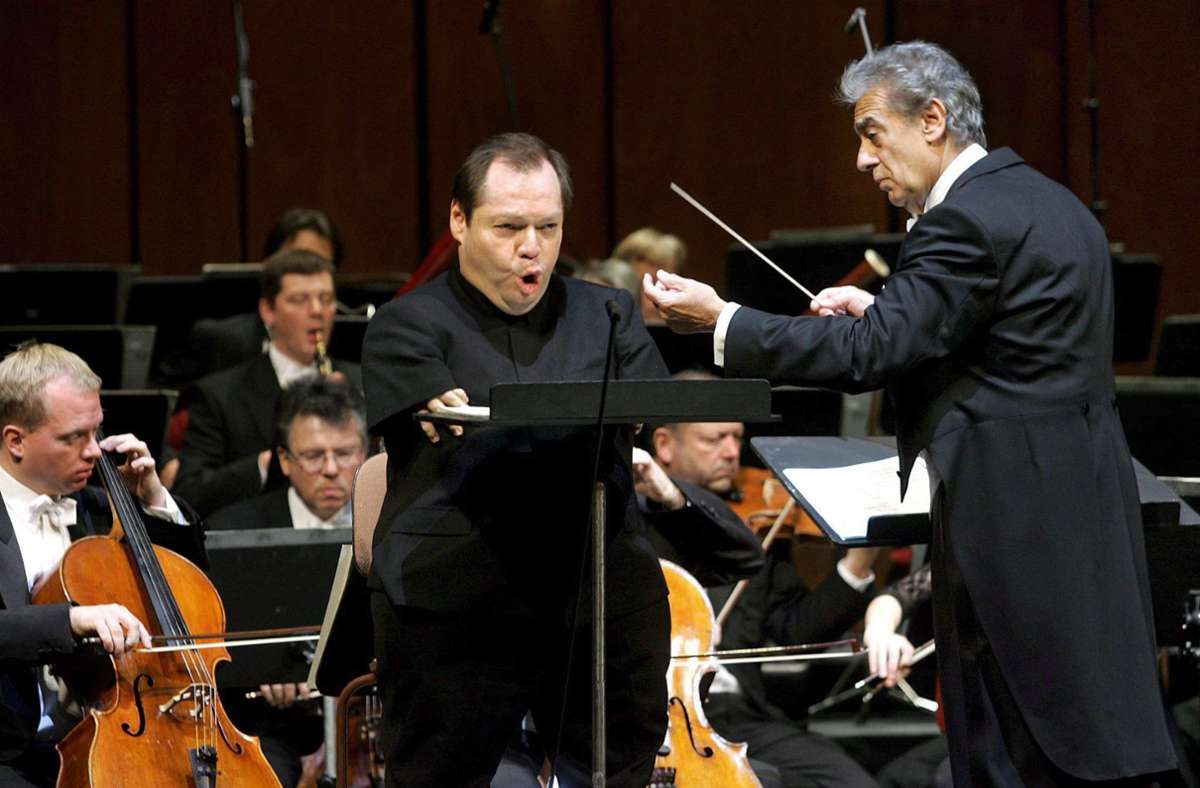 Domingo als Dirigent 2005 in Wien – mit dem Bariton Thomas Quasthoff