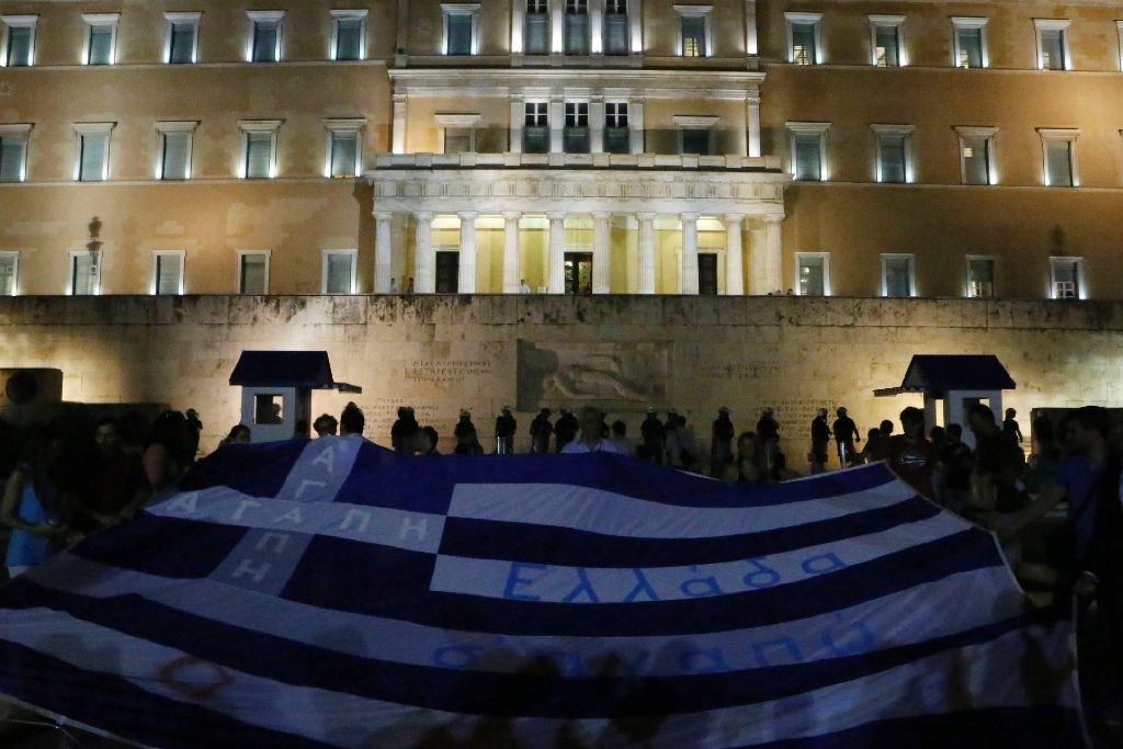 Am Mittwochabend vor dem griechischen Parlament in Athen.