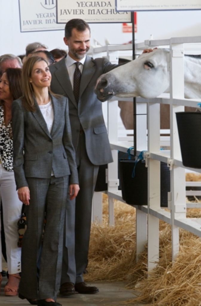2. Oktober 2014: In Zafra besuchen Königin Letizia von Spanien und König Felipe den internationalen Viehmarkt.