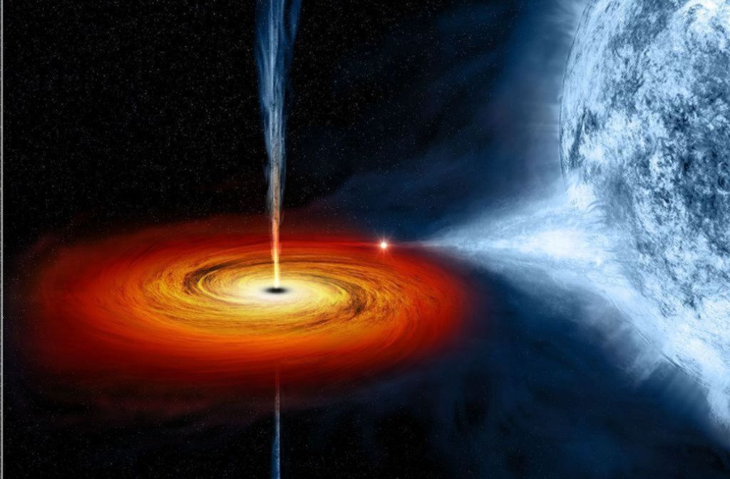 Auf dieser Darstellung der Nasa sieht man ein rotierendes Schwarzes Loch, das einen Planeten verschlingt.
