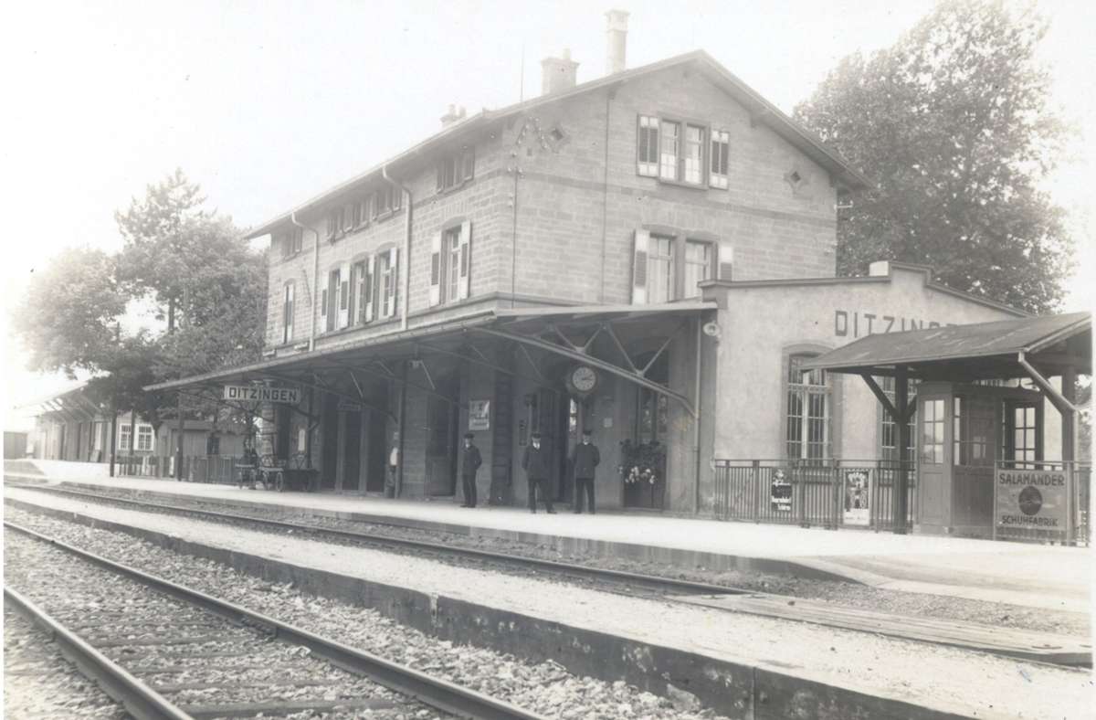 Und so sah der Ditzinger Bahnhof ein paar Jahrzehnte später aus, anno 1929.