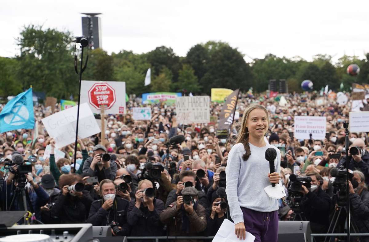 Klimaaktivistin Greta Thunberg bei dem Klimastreik in Berlin Foto: dpa/Jörg Carstensen