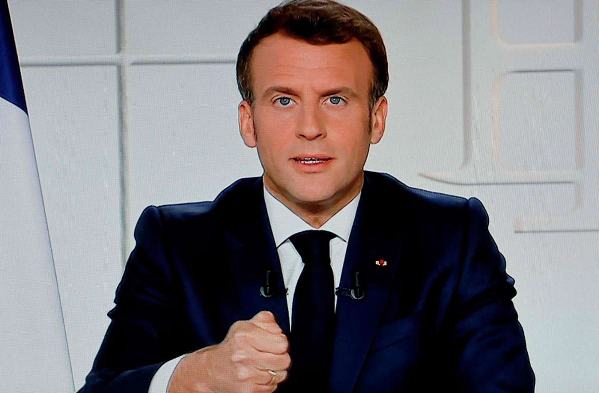 Präsident Emmanuel Macron hielt am Mittwochabend eine TV-Ansprache. Foto: AFP/LUDOVIC MARIN
