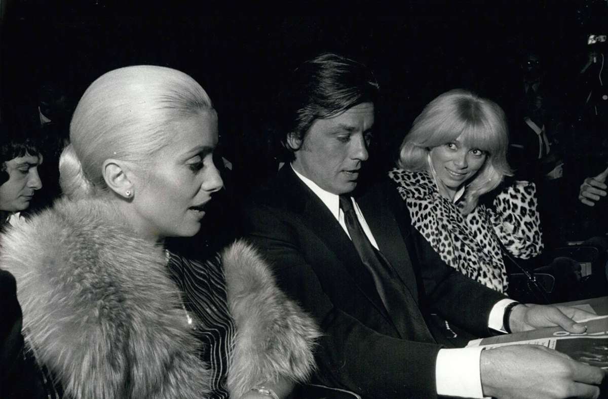 Catherine Deneuve, Alain Delon und Mireille Darc (von links) 1972