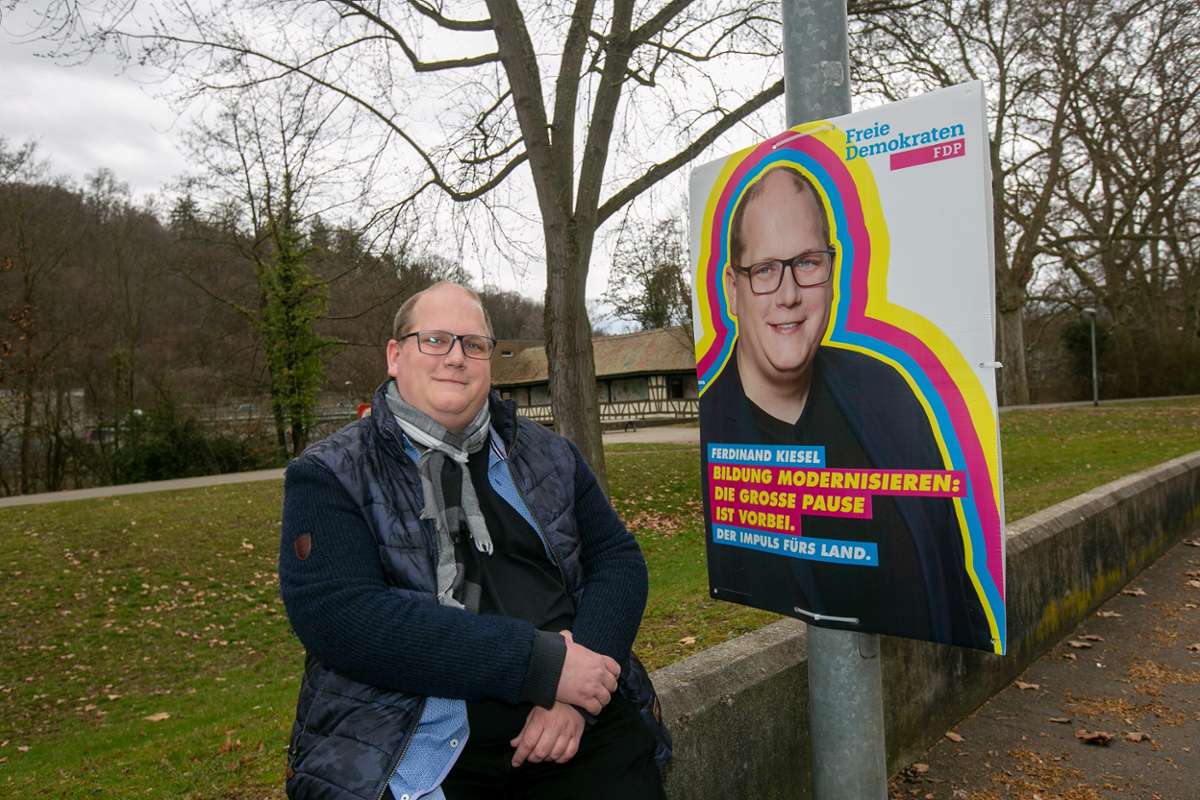 Die FDP konnte landesweit dazugewinnen. In den Wahlkreisen des Landkreises Esslingen haben die Freidemokraten allerdings einen eher schweren Stand. Im Bild: Ferdinand Kiesel (Wahlkreis Esslingen) von der FDP.