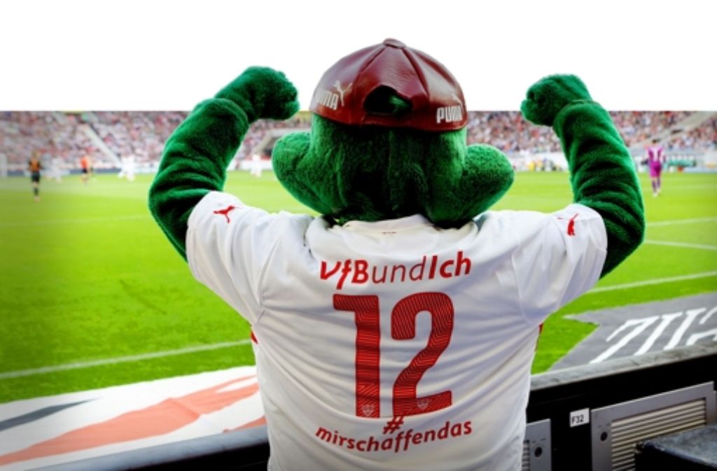 Auch beim VfB ist die Hoffnung grün: der Sieg gegen Bremen versetzt nicht nur das Maskottchen Fritzle in den Ausnahmezustand.