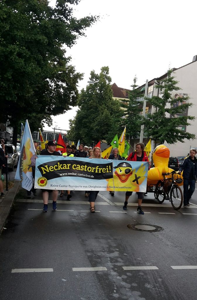 Castor-Gegner protestieren in Heilbronn.