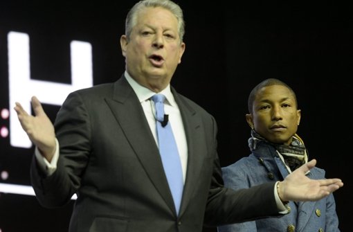 Pharrell Williams (rechts) und Al Gore beim Weltwirtschaftsforum in Davos Foto: dpa