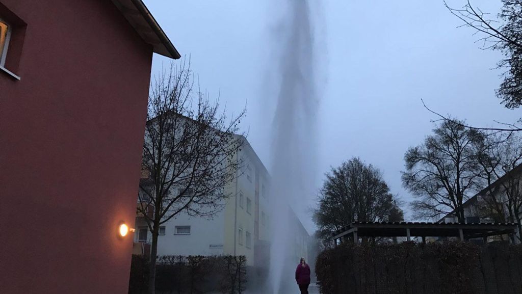  Eine mehrere Meter hohe Wasserfontäne hat die Bewohner im Stadtteil Fasanenhof in Atem gehalten. Für die Einsatzkräfte gab es dann eine Überraschung. 