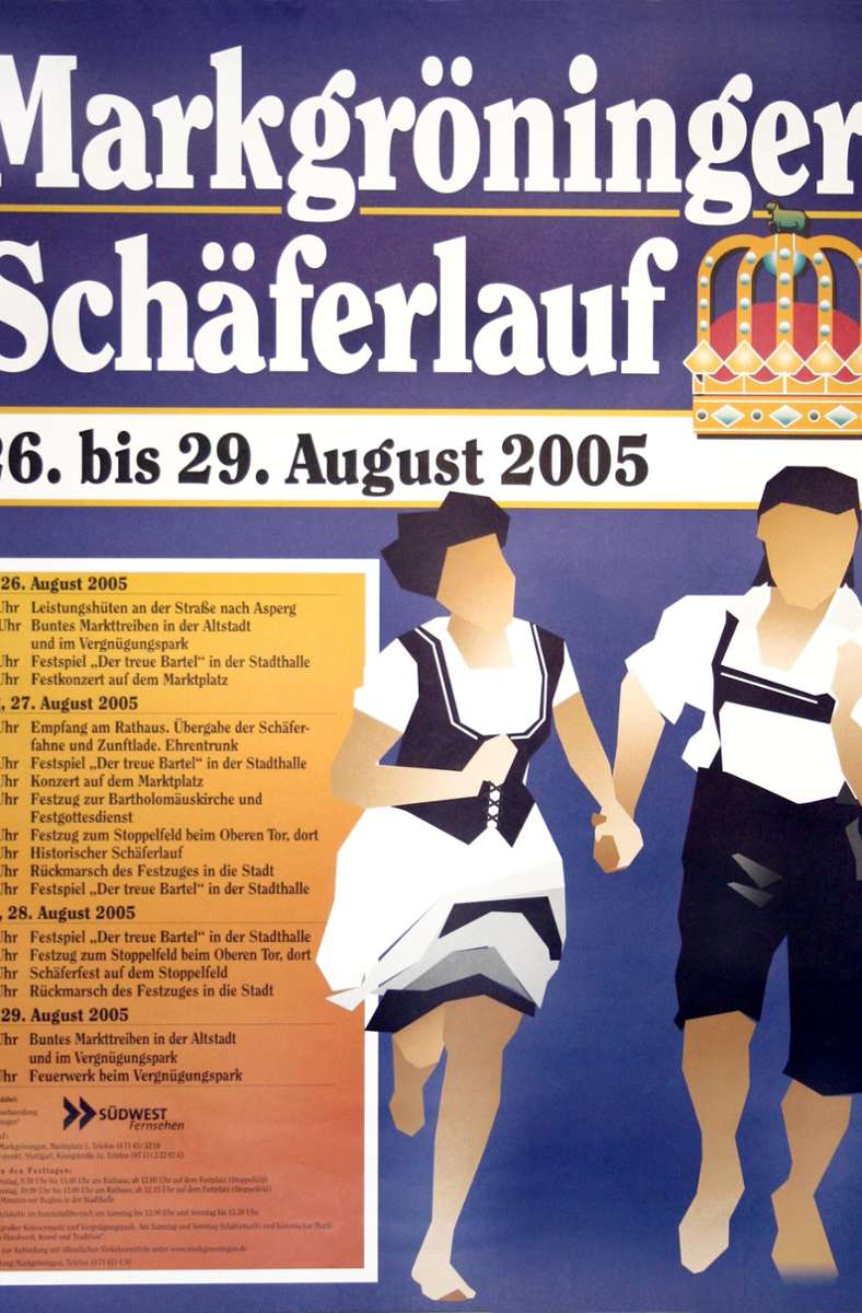 Jürgen Blumhardt wählte 1994 für sein Plakat als Motiv eine Schäferin und einen Schäfer in vollem Lauf. Das Plakat war bis 2005 in Verwendung.
