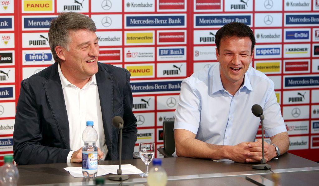 Präsident Bernd Wahler (links) und Sportdirektor Fredi Bobic: Kommt die Ausgliederung der Profi-Abteilung des VfB Stuttgart bei der Mitgliederversammlung? Foto: Pressefoto Baumann