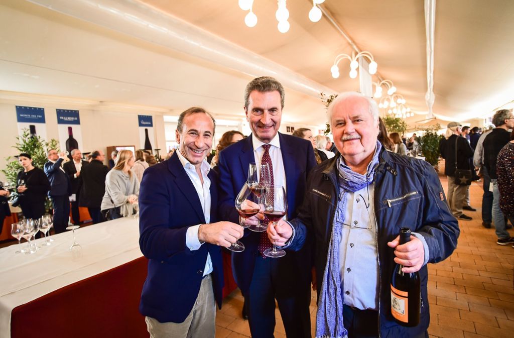 Wein-Freunde: Giorgio Conterno, Günther Oettinger, Dieter Fischer (von links)