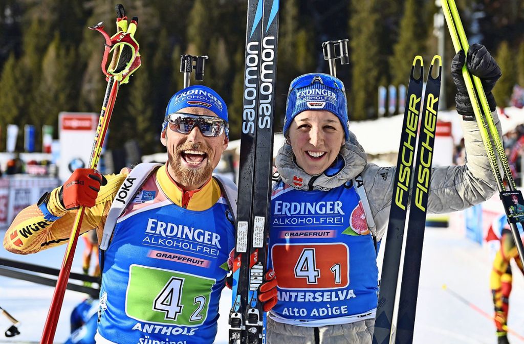 In der Single-Mixed-Staffel, die erst zum zweiten Mal im WM-Programm ist, sicherten sich Erik Lesser und Franziska Preuß die Silbermedaille.