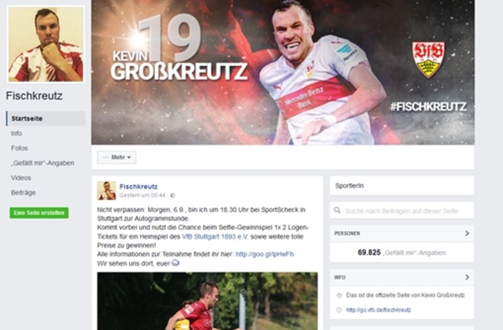 Kevin Großkreutz, #Fischkreutz, hat knapp 70.000 Facebook-Fans.