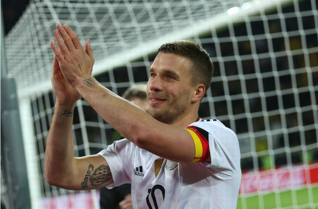 Lukas Podolski sagt Tschüss – der 31-Jährige hat sein letztes Spiel im Trikot der deutschen Nationalmannschaft bestritten.