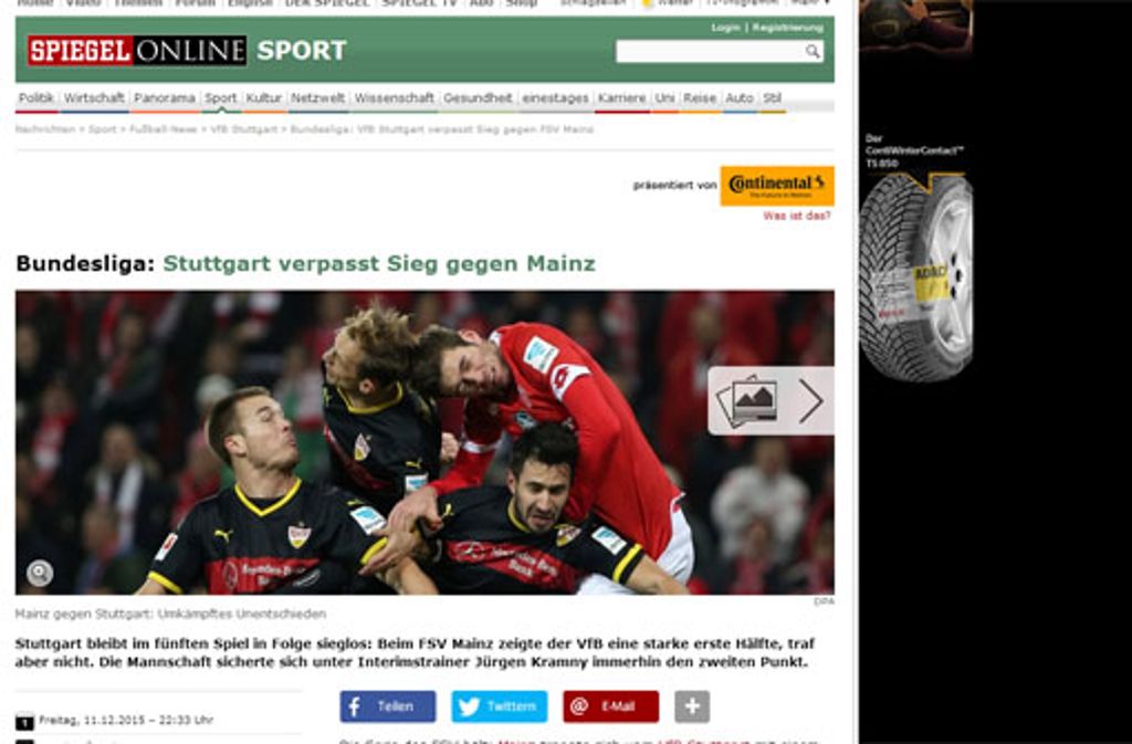 Der Spiegel hätte es durchaus verdient gefunden, wäre der VfB mit drei Punkten aus dem Spiel gegangen.