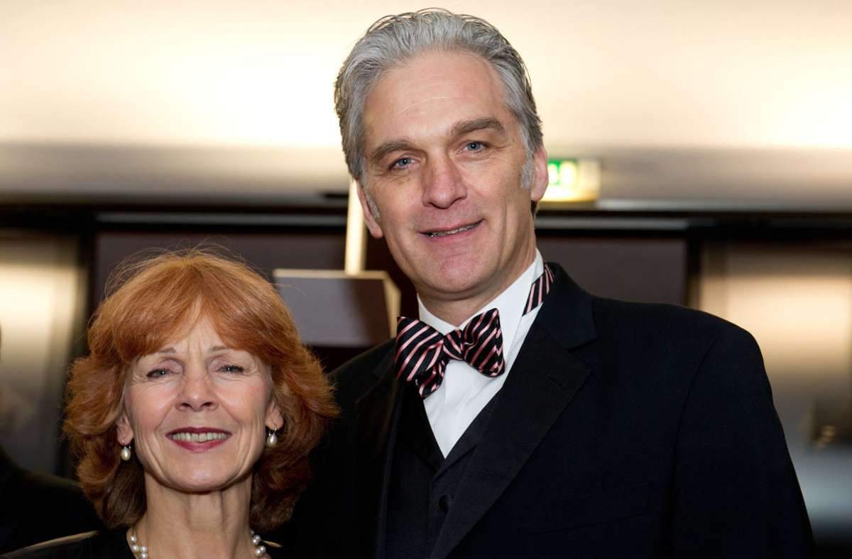 Walter Sittler mit seiner Frau Sigrid Klausmann-Sittler beim 55. Landespresseball in der Liederhalle im Jahr 2014