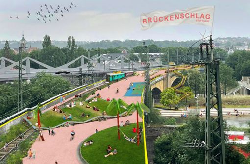 Wenn die Züge über die neue Brücke (Hintergrund) fahren, könnte die bisherige  anders genutzt werden. Foto: Puls Stuttgart