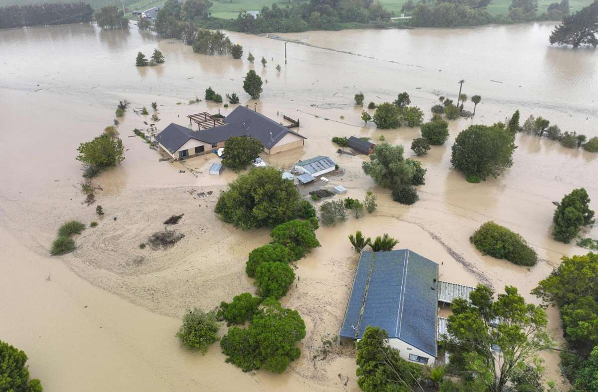 Das Ausmaß der Überschwemmungen um die Stadt Napier